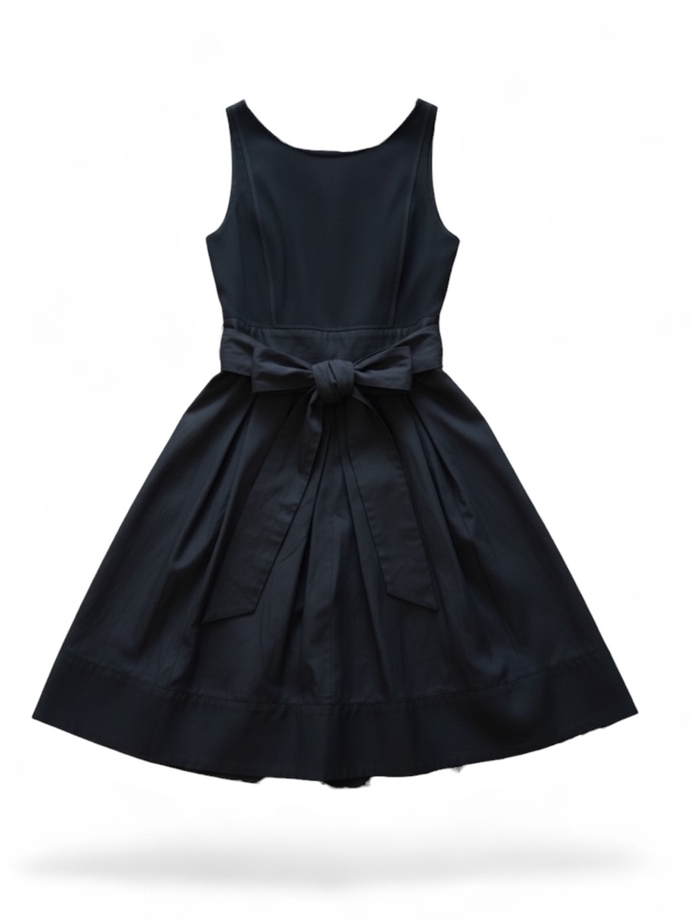 Lauren Ralph Lauren Black Sleeveless Midi Dress with Waist Tie